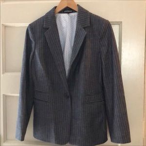 Express blazer, grey pinstripe w/polka dot lining